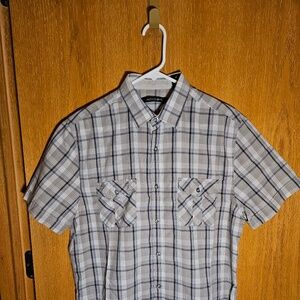 Axist Short Sleeve Button Shirt Men's Size M Gray Good